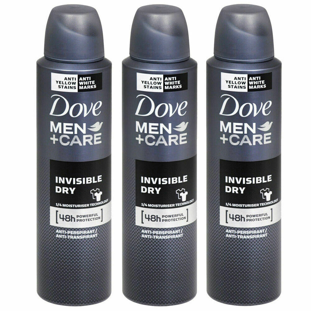 Dove Men + Care Invisible Dry Anti Perspirant Deodorant Spray, 3 Pack